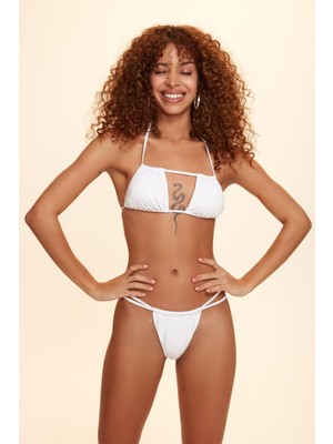 No Gossip Coachella Fonksiyonel Straplez Bikini Tek Üst Beyaz 229107
