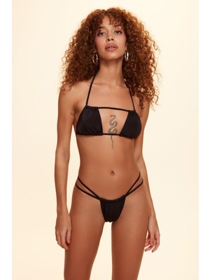 No Gossip Coachella Fonksiyonel Straplez Bikini Tek Üst Siyah 229107