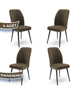 Canisa Concept Platinum Serisi Üst Kalite Mutfak Sandalyesi Metal Siyah Iskeletli 4 Adet Sandalye