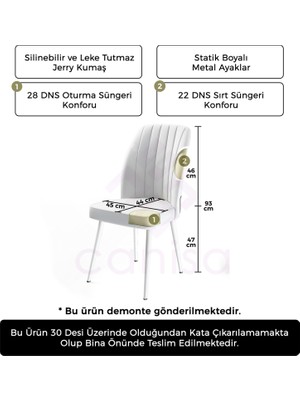 Canisa Concept Platinum Serisi Üst Kalite Mutfak Sandalyesi Metal Beyaz Iskeletli 1 Adet Sandalye