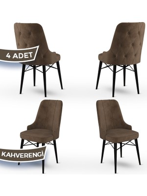 Canisa Concept Araz Serisi  Babyface Ithal Kumaş Sandalye Siyah Gürgen Ayak 4 Adet Sandalye