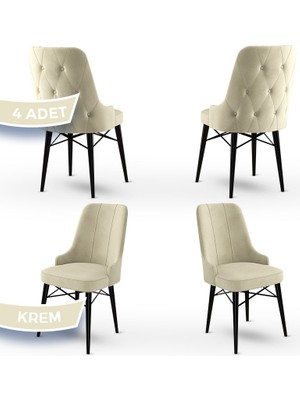 Canisa Concept Araz Serisi  Babyface Ithal Kumaş Sandalye Siyah Gürgen Ayak 4 Adet Sandalye