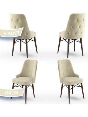 Canisa Concept Araz Serisi  Babyface Ithal Kumaş Sandalye Ceviz Gürgen Ayaklı 4 Adet Sandalye