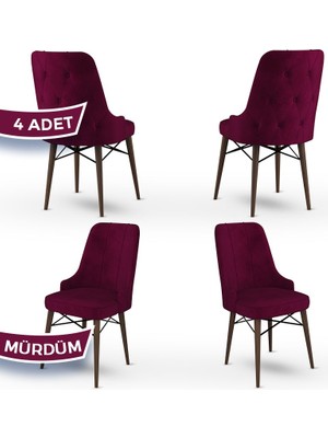 Canisa Concept Araz Serisi  Babyface Ithal Kumaş Sandalye Ceviz Gürgen Ayaklı 4 Adet Sandalye