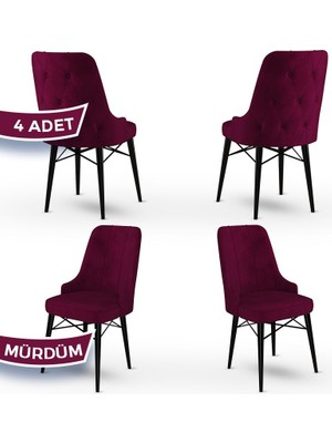 Canisa Concept Araz Serisi  Babyface Ithal Kumaş Sandalye Siyah Gürgen Ayak 4 Adet Sandalye