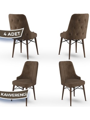 Canisa Concept Araz Serisi  Babyface Ithal Kumaş Sandalye Ceviz Gürgen Ayaklı 4 Adet Sandalye