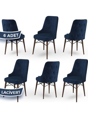 Canisa Concept Araz Serisi  Babyface Ithal Kumaş Sandalye Ceviz Gürgen Ayaklı 6 Adet Sandalye