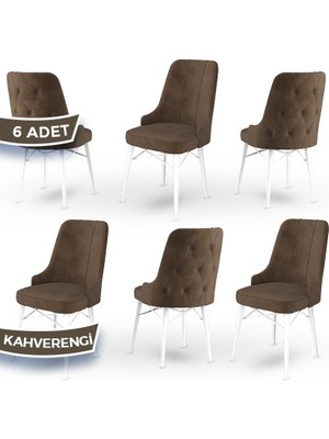 Canisa Concept Araz Serisi  Babyface Ithal Kumaş Sandalye Beyaz Gürgen Ayak 6 Adet Sandalye