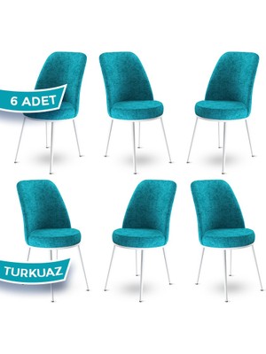 Canisa Concept Dexa Serisi Üst Kalite Mutfak Sandalyesi Metal Beyaz Iskeletli 6 Adet Sandalye