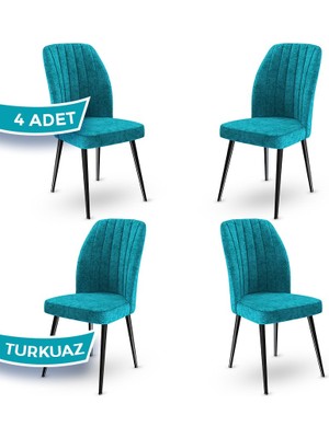 Canisa Concept Platinum Serisi Üst Kalite Mutfak Sandalyesi Metal Siyah Iskeletli 4 Adet Sandalye