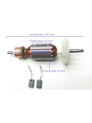 Bosch Tipi Gws 8-115 Endüvi Rotor Kollektör ve Kömürü
