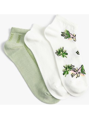 Koton Çiçekli 3'lü Patik Çorap Seti Çok Renkli