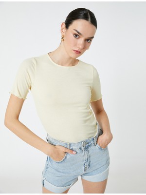 Koton Ribanalı Tişört Kolları Fırfır Detaylı