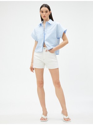 Koton Crop Poplin Gömlek Kısa Kollu Pamuklu