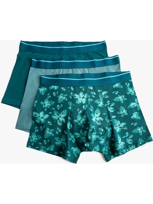 Koton 3'lü Boxer Seti Yaprak Baskılı Beli Lastikli Pamuklu