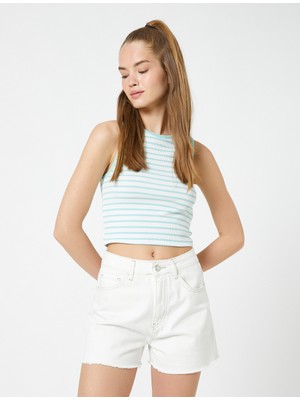 Koton Crop Fitilli Atlet Halter Yaka Biye Detaylı