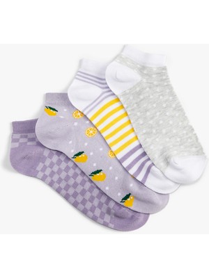 Koton 4'lü Patik Çorap Seti Meyve Desenli Puantiyeli