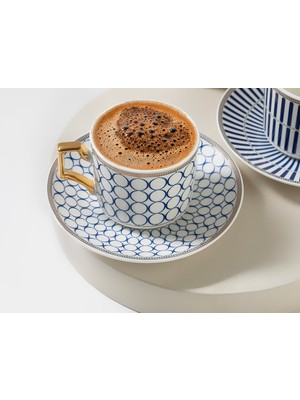 English Home Rabecca Porselen Kahve Fincan Takımı Lacivert 2'li 90 ml