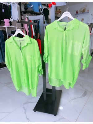 Aleksandrit Butik Neon Green Gömlek