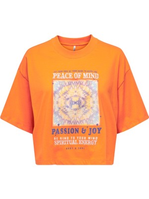 Only Oversize Crop T-Shirt: Kısa Kol, Yuvarlak Yaka, Günlük Stil
