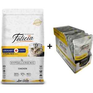 Tavuklu Kısırlaştırılmış Yetişkin Kedi Maması 2 kg + 12 Adet Felicia Tavuklu Kısır Yaş Mama 85 gr