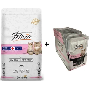 Kitten Kuzulu Yavru Kedi Maması 2 kg + 12 Adet Felicia Kuzulu Yavru Yaş Mama 85 gr
