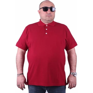 Büyük Beden Polo Yaka Tişört Çizgi Desen 23413 Bordo