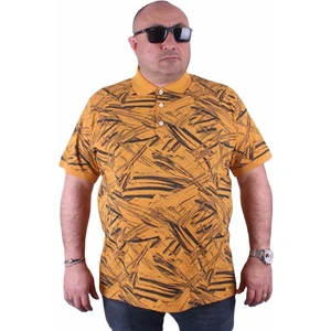 Büyük Beden Polo Yaka Tişört Geometri Desen 23411 Hardal