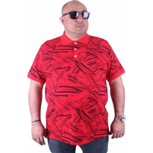 Büyük Beden Polo Yaka Tişört Geometri Desen 23411 Kırmızı