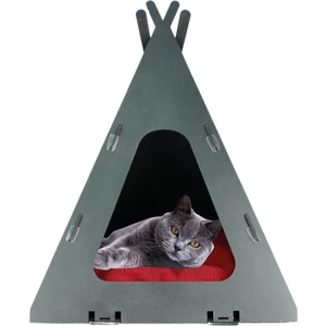 Büyük Kedi Evi Dekoratif Ahşap Dayanıklı Siyah Renk 40X40 cm Kedi Yatağı Çadır Model