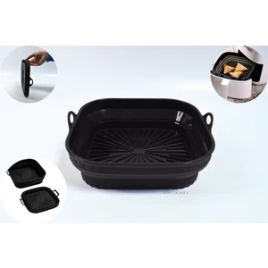Afili Home Katlanabilir Airfryer Silikon Pişirme Kabı, Akordiyon Airfryer Katlanır Kare Silikon Pişirme Kabı, Hava Fritözü Kalıbı, Airfyer Pişirme Kağıdı, Isıya Dayanıklı Silikon Airfryer Aksesuar