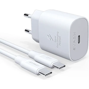 PD25T Qc3.0 Pd 25W Type-C To Type-C Hızlı Şarj Aleti Set Beyaz
