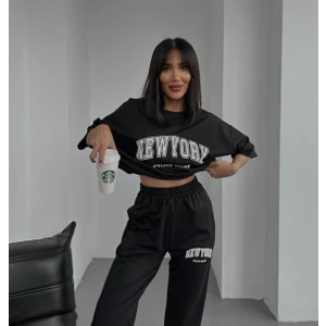 Amor Man Büyük Beden Özel Tasarım Newyork Athletıc Baskılı %100 Pamuk Kısa Kollu Yazlık Kadın Eşofman Takımı