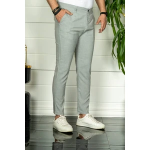 Erkek Gri Slim Fit Kumaş Pantolon