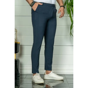 Erkek Lacivert Slim Fit Kumaş Pantolon