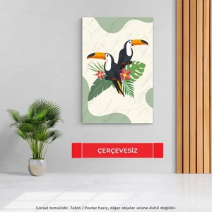 U1742_ÇERÇEVESIZ - Tukan Kuşu Ahşap Poster / Tablo