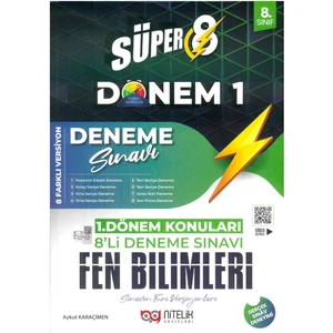 Nitelik Yayınları 8. Sınıf 1. Dönem Süper Fen Bilimleri 8'li Deneme Sınavı