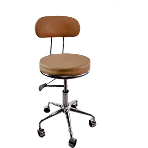 White Furniture Arena Deri Arkalıklı Tekerlekli Tabure Modell