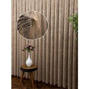 Taç Buz Kırığı Kullanıma Hazır 1/2,5 Normal Pile Tül Perde Tek Kanat - Bej 110 x 200 cm