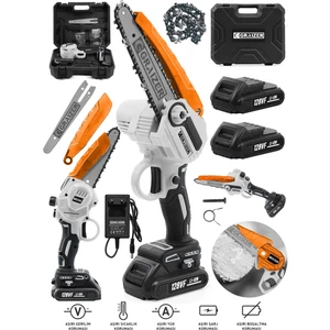 Alman 128 Vf 10 Ah Yağ Pompali Çelik Şanzuman Akülü Dal Kesme Budama Testere Bıçkı Makinesi 20CM