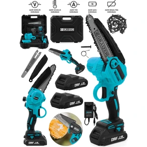 Alman 128 Vf 10 Ah Yağ Pompali Kömürsüz Motor Akülü Dal Kesme Budama Testere Bıçkı Makinesi 20CM
