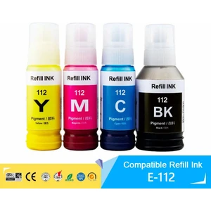 Epson 112 Ecotank L15150 1 Set 4 Renk Ithal Muadil Pigmentli Mürekkep Seti  Siyah 127 ml - Renkliler 70 ml
