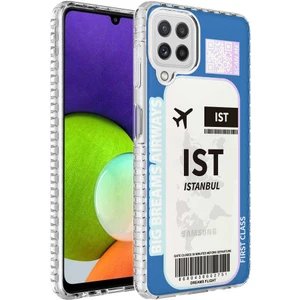 Samsung Galaxy M32 Kılıf Airbag Kenarlı Renkli Desenli Silikon Elegans Kapak