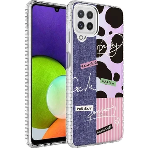 Samsung Galaxy M22 Kılıf Airbag Kenarlı Renkli Desenli Silikon Elegans Kapak