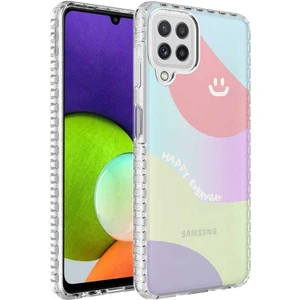 Samsung Galaxy M22 Kılıf Airbag Kenarlı Renkli Desenli Silikon Elegans Kapak