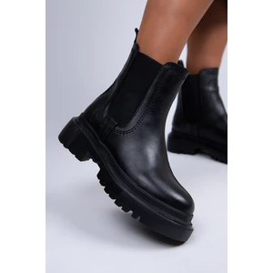 Emma Kadın Hakiki Deri Çift Taraf Lastikli Siyah Bot