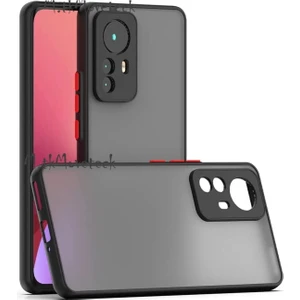 M.TK Moveteck Xiaomi Mi 12 Lite Uyumlu Kılıf Kamera Lens Korumalı Arkası Mat Buzlu Silikon Tuşları Renkli Ultra Ince Military