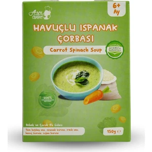 Aşçı Anne Havuçlu Ispanak Çorbası 150 gr 6+ Ay Bebekler İçin Tam Buğday Unu ve Sebzelerle Zenginleştirilmiş
