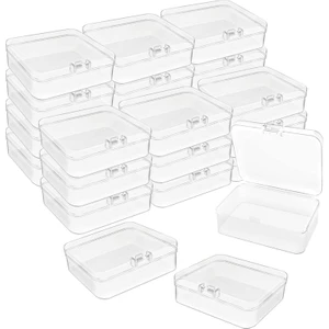 24 Pcs Mini Plastic Storage Containers Box, 3.3x3.3 Inches Empty Hinged Box,için Mücevher, Hardware, Game Pieces, Crafts (Yurt Dışından)