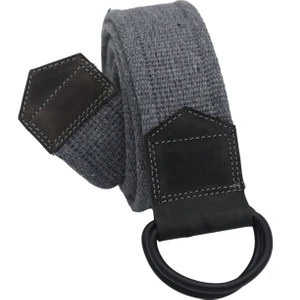 Anatolia Craft Erkek Kadın Kız Genç İçin Derili  Unisex D Tokalı Siyah Halkalı Dokuma Koyu Gri  Taktik Spor Kanvas Kot Bez Kemer